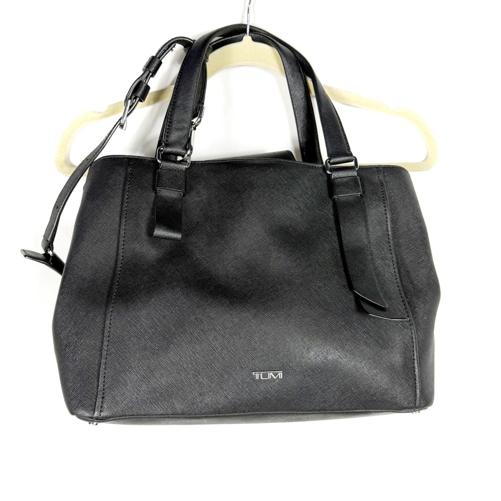 TUMI Varek Reade Tote Black Saffiano Leather Laptop Satchel Computer Bag